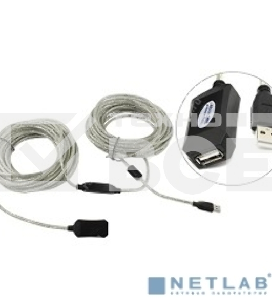 Кабель-адаптер Aopen/Qust USB2.0-repeater, удлинительный активный <Am-->Af> 20м (ACU823-20M) 6938510851345