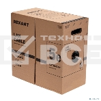 Кабель витая пара Rexant F/UTP, CAT 5e, PVC нг(А)-LS, 4х2х0,52мм, 4PR, 24AWG, INDOOR, SOLID, серый, 305м, РФ, фото 1