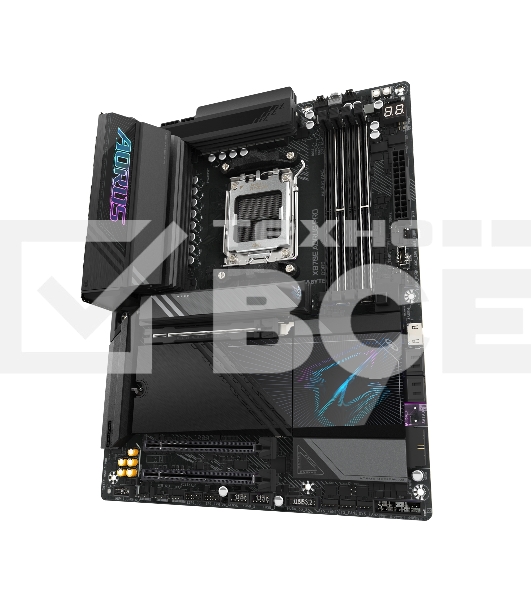 Материнская плата Gigabyte X870E AORUS PRO, AM5, AMD X870E, 4xDDR5, 4xSATA, 4xM.2, 1xPCI-E 5.0 x16, 1xPCI-E 4.0 x4, 1xPCI-E 3.0 x4, 1xHDMI, 1xUSB-C (DP), 1x 2.5Gb LAN, 2xUSB-A 2.0, 4xUSB-A 3.2 Gen 1, 3xUSB-A 3.2 Gen 2, 2xUSB-C 3.2 Gen 2 (USB4), 2x3.5 мм, 