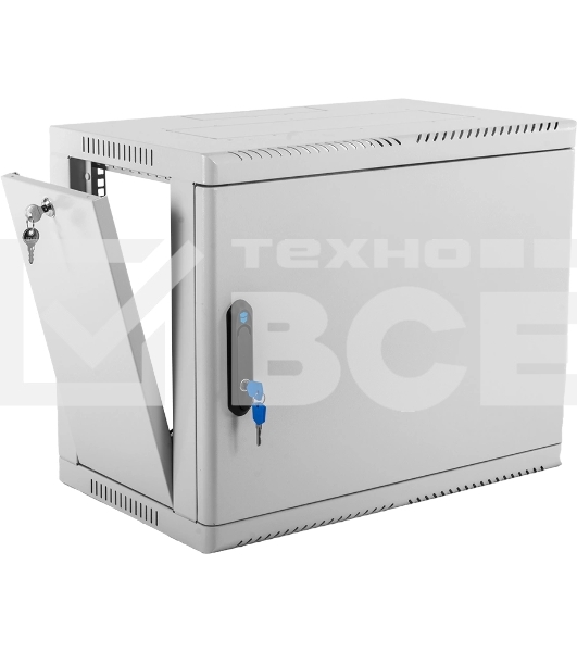 Шкаф коммутационный ЦМО (ШРН-9.350.1) настенный 9U 600x350мм пер.дв.стал.лист 200кг серый 300мм 180град.
