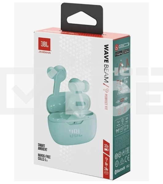 Гарнитура внутриканальные JBL Wave Beam мятный беспроводные bluetooth в ушной раковине