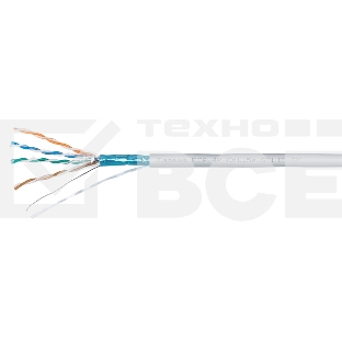 Кабель витая пара экранированная Cabeus FTP-4P-Cat.5e-SOLID-LSZH-GY FTP (F/UTP), cat. 5e, 4 пары (24 AWG), одножильный, серый, экран - фольга, LSZH, нг(А)-HF, (305 м)