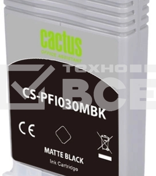 Картридж струйный Cactus CS-PFI030MBK PFI-030MBK черный матовый (55мл) для Canon imagePROGRAF TA-20/30