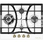 Варочная поверхность Kuppersberg FS 610 W Bronze, газ, Classic, 61 см, автоматический электроподжиг, газ-контроль, SABAF конфорки, чугунные решетки, цвет белый, цвет фурнитуры бронзовый, фото3