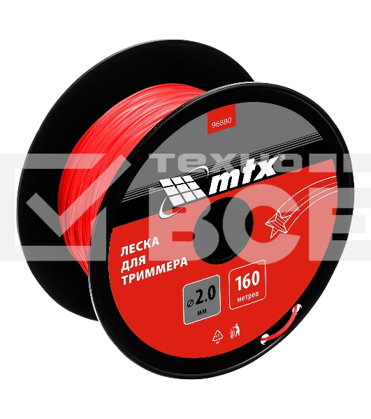 Леска для триммера звезда 2,0 мм х 160 м, на катушке MTX