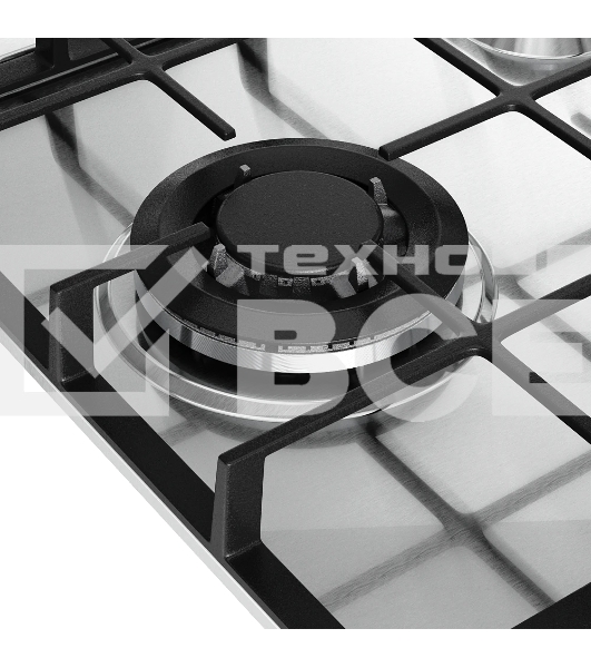 Газовая варочная панель Monsher High-Tech, 44 см, автоматический электроподжиг, газ-контроль, форсунки под сжиженый газ, SABAF конфорки, чугунные решетки, нержавеющая сталь
