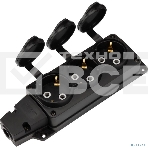 Розетка (колодка) Rexant влагозащищенная с крышкой 3 гнезда COMPACT, с/з, 16А, IP54, каучук, черный, фото4