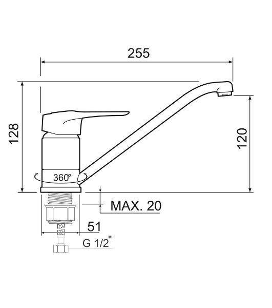 SL55-004F-25 Смеситель для кухни, ø40