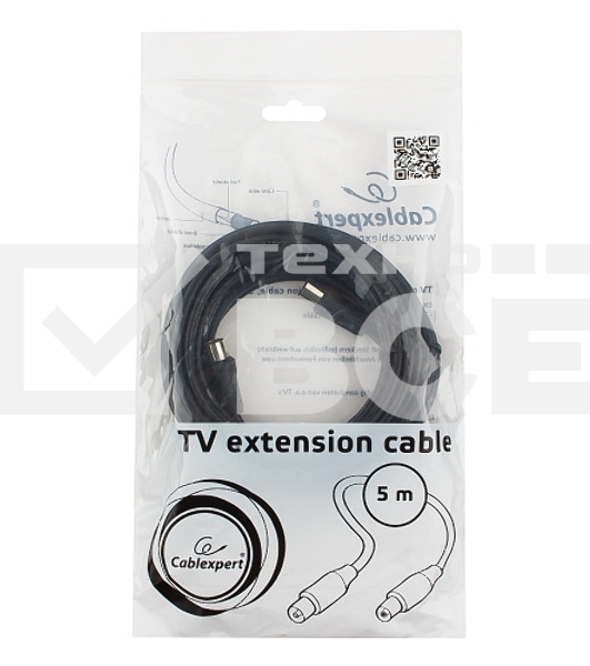Кабель телевизионный Cablexpert, CCV-515-5M, Coaxial M/F, 5м