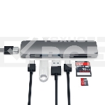 USB-концентратор Satechi Aluminum Pro Hub для Macbook Pro (USB-C). Порты: HDMI, Thunderbolt 3, USB Type-C, SD, microSD, 2 x USB 3.0. серый космос., фото 1