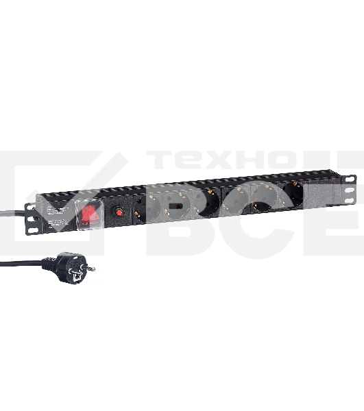 Блок розеток горизонтальный ExeGate ServerPro PDU-19H606 Al-6S-EU2-SW-O, 19