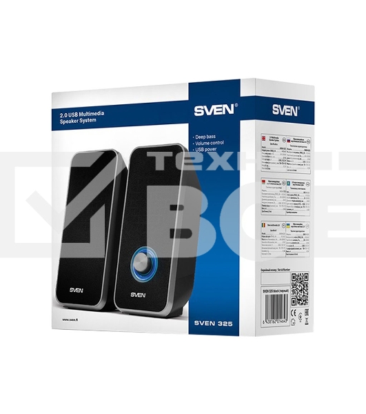 Акустическая система 2.0 SVEN 325, чёрный, USB, мощность 2x3 Вт(RMS) SVEN 325, чёрный, USB, акустическая система 2.0, мощность 2x3 Вт(RMS)
