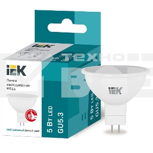 Лампа Iek LLE-MR16-5-230-40-GU5 светодиодная ECO MR16 софит 5Вт 230В 4000К GU5.3 IEK