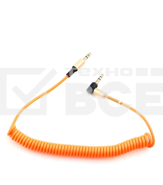 Кабель Cablexpert аудио 90˚ спиральный  CCAB-02-35MMLC-1.8MO. 3.5 Jack (M)/3.5 Jack (M), оранжевый, 1.8м, блистер