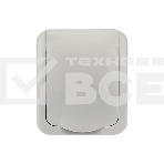 Розетка одноместная Kranz Mini OG IP54, с заземлением, о/у, серая, фото2