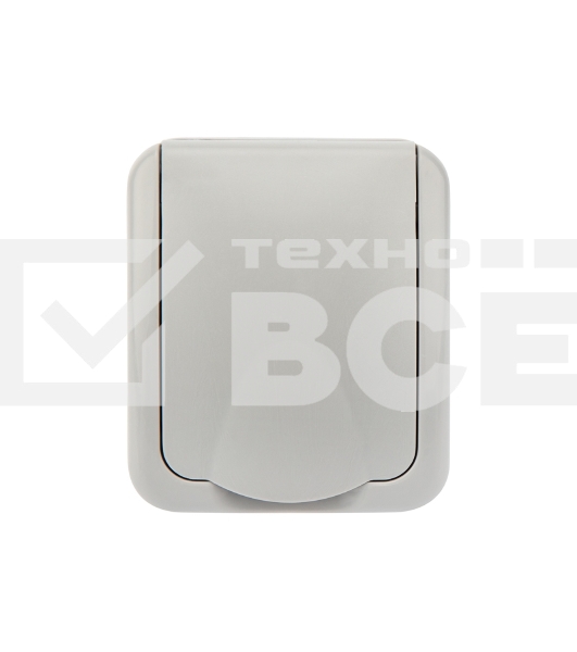 Розетка одноместная Kranz Mini OG IP54, с заземлением, о/у, серая