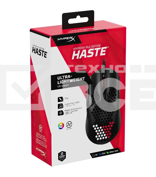 Мышь проводная HyperX Pulsefire Haste черный, 16000 dpi, USB, кнопки - 6