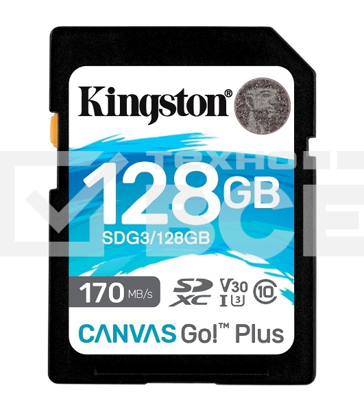 Карта памяти Kingston 128GB SDXC Canvas Go Plus 170R C10 UHS-I U3 V30 EAN: 740617301458
