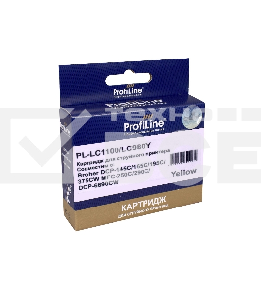 Картридж для принтеров Brother LC1100/LC980Y DCP -145C/165C/195С/375CW MFC-250C/290C/DCP-6690CW Yellow водн ProfiLine