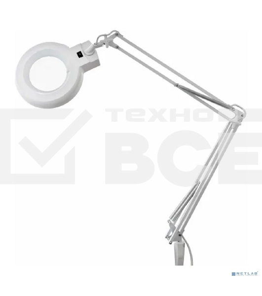 Лупа на струбцине Rexant, круглая, 5D, с подсветкой, белая 31-0011