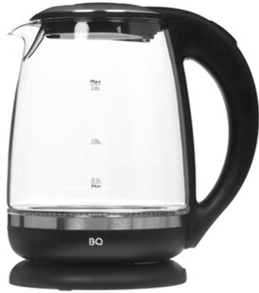 Электрочайник BQ KT2049G черный, 2 л, 2200 Вт, скрытый нагревательный элемент