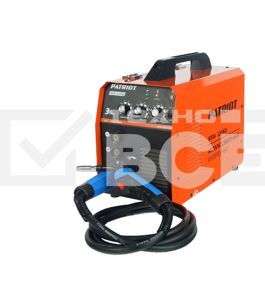 Сварочный аппарат PATRIOT WMA 225MQ (605301755) инверторный mig/mag/mma стальной и флюс. провлокой