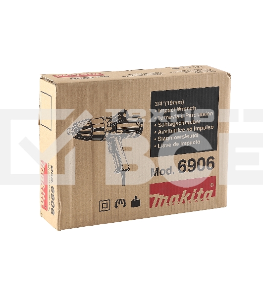 Гайковерт Makita 6906 Гайковерт ударный 6906 850Вт,1600у\м,588Нм,квадрат 3\4',5кг,чем,М16-М22