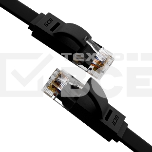 Патч-корд Greenconnect PROF плоский прямой 10.0m, UTP медь кат.6, черный, позолоченные контакты, 30 AWG, GCR-LNC616-10.0m, ethernet high speed 10 Гбит/с, RJ45, T568B