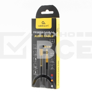 Кабель Cablexpert аудио 90˚ спиральный  CCAB-02-35MMLC-1.8MO. 3.5 Jack (M)/3.5 Jack (M), оранжевый, 1.8м, блистер