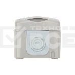 Розетка одноместная Kranz Mini OG IP54, с заземлением, о/у, серая, фото 1