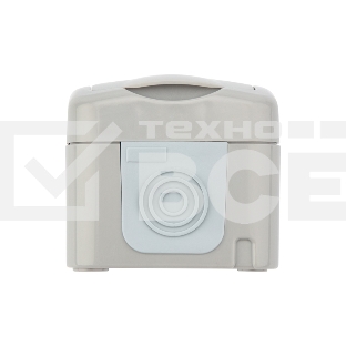 Розетка одноместная Kranz Mini OG IP54, с заземлением, о/у, серая