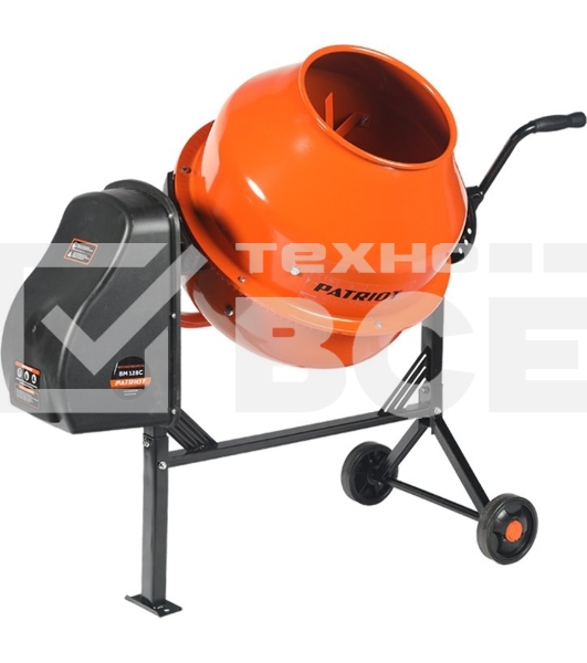 Бетоносмеситель PATRIOT BM 128C, 350 Вт, 120 кг готовой смеси, венец - чугун