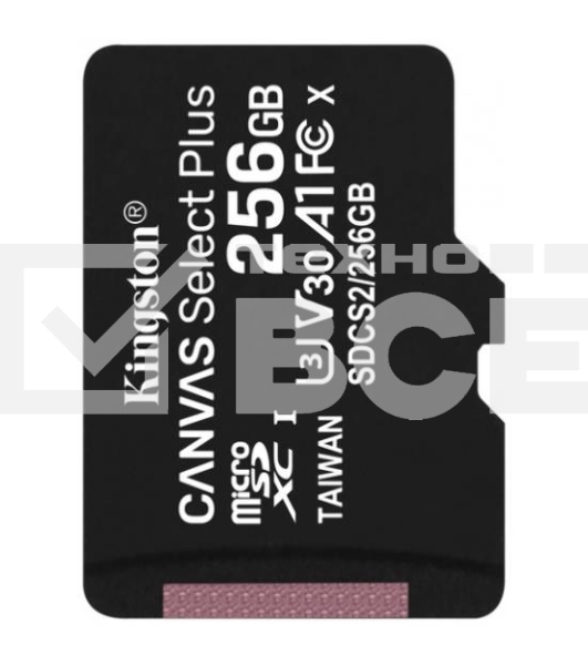 Флеш карта microSDHC 256GB microSDXC Class10 Kingston <SDCS2/256GBSP> UHS-I Canvas Select up to 100MB/s без адапт