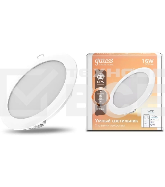 Светильник даунлайт Smart Home 16W 1500lm 2700К 220-240V IP20 165*38мм диммируемый LED