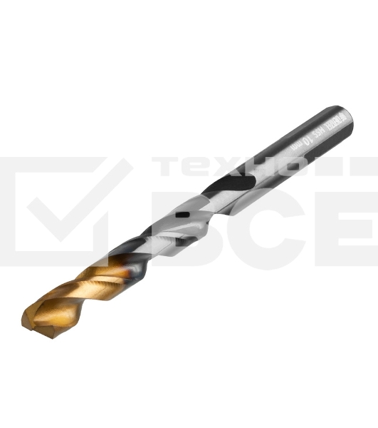 Сверло по металлу, 10 мм, HSS-Tin, Golden Tip, 8 шт. Denzel