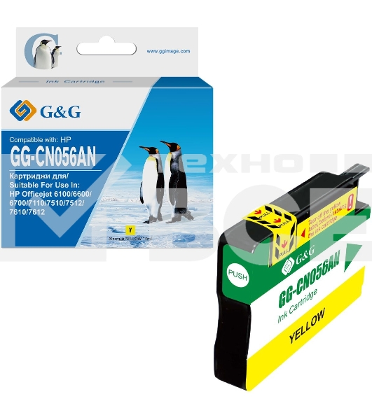 Картридж струйный G&G GG-CN056AN желтый (14 мл) для HP Officejet 6100/6600/6700/7110/7510/7610/7612