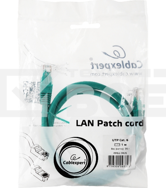 Патч-корд Premier PP6U-1M/G 10000 Гбит/с UTP 4 пары cat6 CCA molded 1м зеленый RJ-45 (m)-RJ-45 (m)