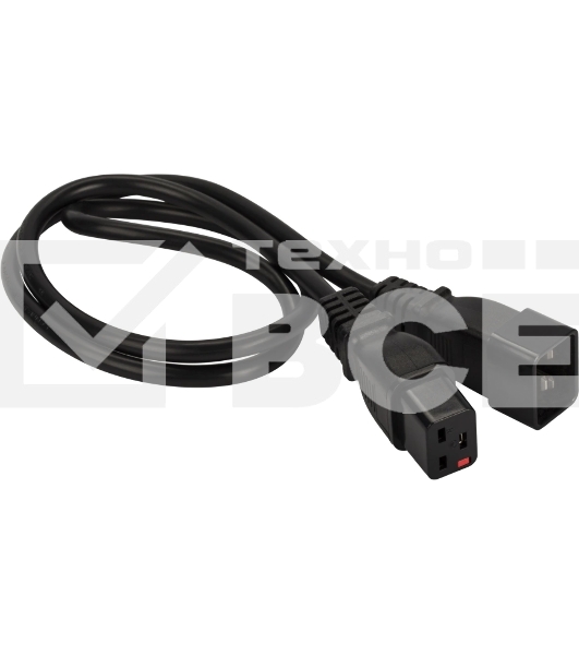 Шнур питания Lanmaster с блокировкой C19-C20, 3х1.5, 220В, 16А, черный, 1 метр