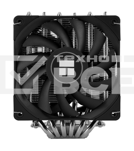 Кулер для процессора Thermalright Royal Knight 120 SE (4-pin PWM, 155мм, Ni/Cu, 6x6мм, 2x120мм, 66.17CFM/59CFM, 25.6dBA/26.1dBA, 1500RPM/1800RPM, S: 1200, 1700, 1851, 115X, AM4, AM5, silver, black)