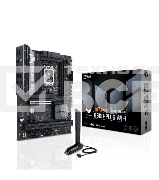 Материнская плата ASUS TUF GAMING B860-PLUS WIFI, LGA 1851, Intel B860, 4xDDR5, 4xSATA, 3xM.2, 1xPCIe 5.0 x16, 1xPCIe 4.0 x16, 1xDP, 1xHDMI, 1x 2.5Gb LAN, 1xUSB 20Gbps, 2xUSB 10Gbps, 3xUSB 5Gbps, 2xUSB 2.0, 5x3.5 мм, 7.1, ATX