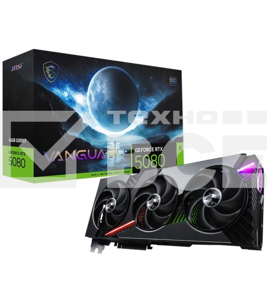 Видеокарта MSI NVIDIA GeForce RTX 5080 16Gb PCI-E RTX 5080 16GB VANGUARD SOC 256bit GDDR7 2730/30000 HDMIx1 DPx3 HDCP Ret
