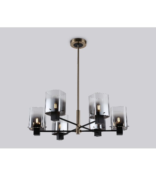 Люстра Ambrella light LH57041/6 BK/DBS/SM черный/темная латунь/дымчатый E14/6 max 40W D690*690