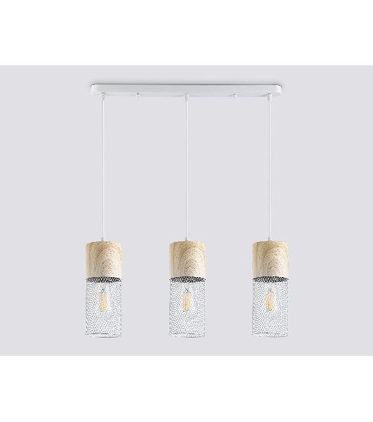 Светильник Ambrella light TR8499/3 WH/WD белый/дерево E27/3 max 60W 550*100*1000
