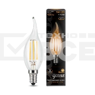 Лампа светодиодная Filament Свеча на ветру E14 5Вт 2700К GAUSS 104801105