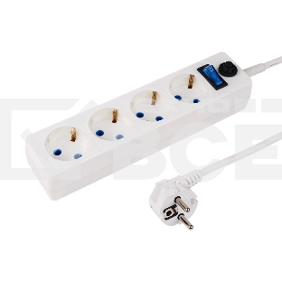 Сетевой фильтр PROconnect STANDARD 4 гнезда, 3 м, 3х0.75 мм², с/з + автовыкл., белый