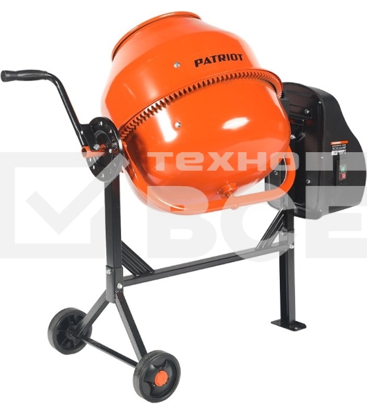 Бетоносмеситель PATRIOT BM 128C, 350 Вт, 120 кг готовой смеси, венец - чугун