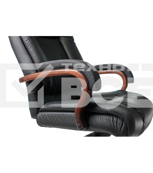 Кресло руководителя Бюрократ T-9925WALNUT/BLACK черный, кожа, крестовина дерево