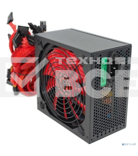 Блок питания Ginzzu PC800 Red, 800Вт, 80 PLUS, 140мм, черный / красный
