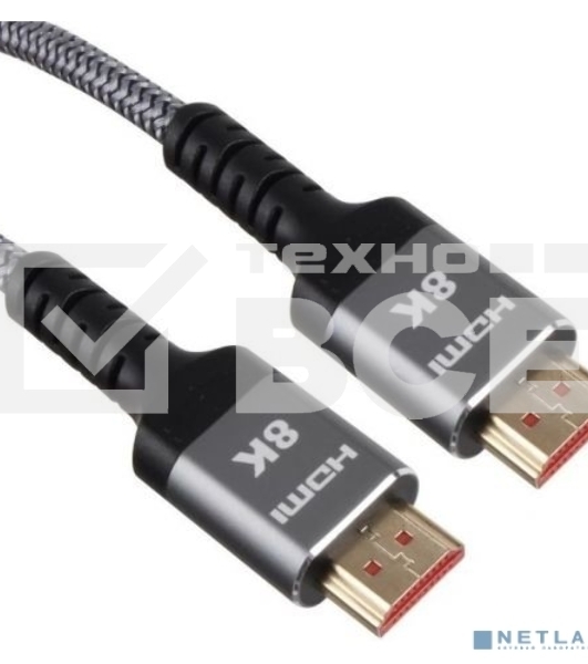 Кабель HDMI 19M/M,ver. 2.1 8KX60Hz (Econom) оплетка 1m iOpen ACG859A-1.0