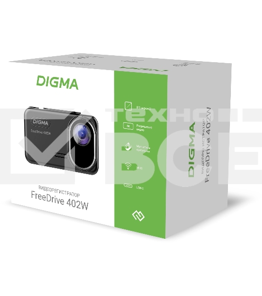 Видеорегистратор Digma FreeDrive 402W черный 8Mpix 2160x3840 170гр. SA 223